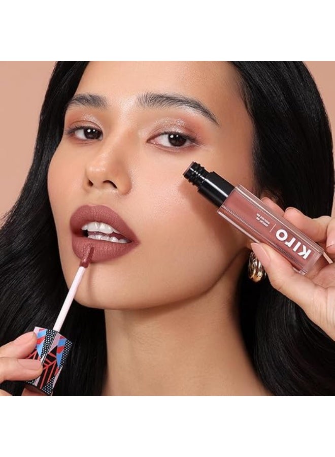 كيرو أحمر شفاه سائل غير لامع من كيرو، لون قرفة نيود (بني وردي)، 5 مل | غني بالأصباغ، يدوم طويلاً، مرطب | مقاوم للماء، لا يتلطخ، خفيف الوزن | غني بزيت الأفوكادو والمشمش - Image 3